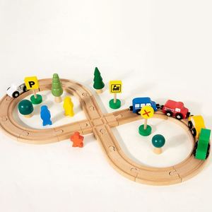 Creative Ideal Railway Construction Safety Durability Compatible Promoting Imaginative Play Tracks for Kids Wooden Train Set - Product Image 6