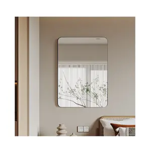 Hotel Home Parede Moldura De Madeira Decorativa Nordic Simples Eco-friendly Frameless longo Prata Espelho De Parede Redonda Do Banheiro