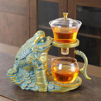 Nouvelle Conception Dragon Phénix Lanterne de Palais Auspicieuse Théière Style Classique Semi-Automatique en Verre Écologique 450ml Service à Thé Paresseux