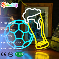 Enseigne néon LED dimmable Neonawall Football Bière pour décoration murale de bar, salle de jeux, fête – Cadeau idéal pour les fans de sport