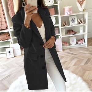 Nouveauté 2025 : Manteau en <span class=keywords><strong>laine</strong></span> mélangée à col châle rouge vin pour l'automne/hiver, élégant <span class=keywords><strong>trench</strong></span> pour femmes avec ceinture - Product Image 1