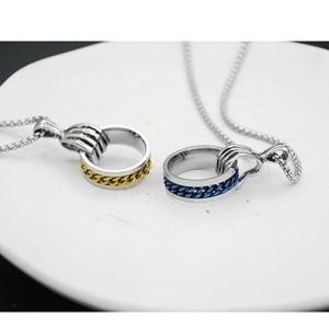 힙합 핸드 홀딩 링 스테인레스 스틸 펜던트 목걸이 빈티지 해골 핸드 홀딩 링 목걸이 남성용 - Product Image 3