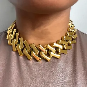 Gioielli di moda in acciaio inox heavy metal oro osso chunky collana a catena per le donne