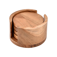 Ensemble de sous-verres en bois d'acacia moderne, écologiques, non toxiques, réglables, emballage en carton, diamètre 10 cm, pour la cuisine, la décoration de la maison