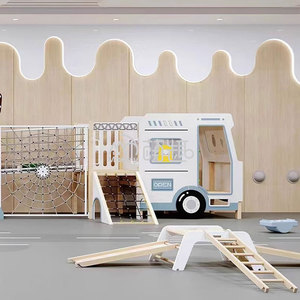 Moetry Nouveau Design Aire de Jeux en Bois en Forme de Bus Scolaire pour Tout-Petits Enfants Équipement d'Escalade pour Garderie - Product Image 5
