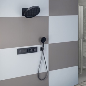 Robinet de <span class=keywords><strong>douche</strong></span> mural thermostatique dissimulé style minimaliste en or brossé, avec fonction cascade et garantie de 3 ans - Product Image 4