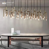 Lustre LED en acier inoxydable et acrylique, style postmoderne et luxe léger, pour restaurant, bar, comptoir, table à manger, salon