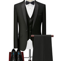 Jas Pria Slim Fit Tiga Potong untuk Pernikahan, Satu Kancing, Double Prong, Single Breasted, Blazer Formal Klasik untuk Bisnis, Bahan Worsted