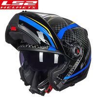 Casque de moto LS2 en fibre de carbone, casque modulaire léger à double visière anti-buée pour hommes et femmes FF394 12K