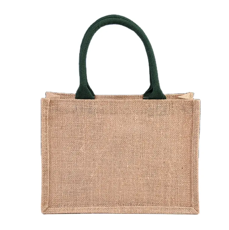 Sac à main en lin pour femmes imprimé de logo personnalisé à la mode Poignée de voyage réutilisable Cadeau Produit commercial Fourre-tout Sac en jute