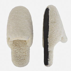 Pantofole Invernali Personalizzate <span class=keywords><strong>da</strong></span> <span class=keywords><strong>Donna</strong></span> con Punta Chiusa, Mocassini Piatti, <span class=keywords><strong>Ciabatte</strong></span> Pelose in Lana di Pecora e Pelliccia, Produzione di Fabbrica - Product Image 1