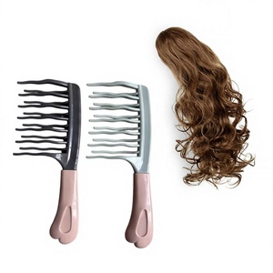 Durable Plastic Custom Logo Professional Antistatic <b>Wide</b> Tooth Shower Brush Hair <b>Comb</b> for Hair Salon Beauty Care Hair Dye Effect - Product Image 1