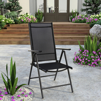 Chaise pliante 7 positions, cadre en tube d'aluminium, chaise de jardin réglable, mobilier de jardin moderne