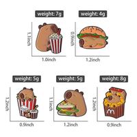 Großhandel Metall-Cartoon-Pins: Neue Capybara-Tier-Broschen, Capybara-Burger-Pins, Pommes-Frites-Abzeichen, niedliche Cartoon-Emaille-Pins, Accessoires