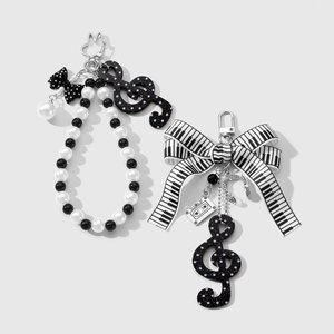 ชุดพวงกุญแจเทศกาลดนตรี, พวงกุญแจรูปคีย์เปียโน Treble Clef ประดับมุก, พวงกุญแจน่ารักสำหรับสาวๆ วัยรุ่น และคนรักดนตรี - Product Image 1