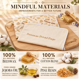 Sac à pain en coton biologique réutilisable, sans plastique, avec fermeture éclair, design personnalisé, zéro déchet, XL 13x17 pouces, pour pain au levain, avec cire d'abeille - Product Image 5