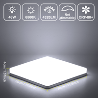 Plafonnier LED carré moderne à montage encastré, étanche IP44, en plastique blanc, 48W, 3000K/4500K/6500K, idéal pour chambre et salle de bain - Vente Flash