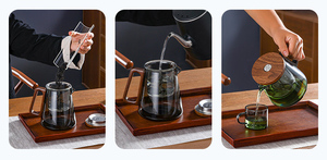 กาน้ำชาใส 800 มล. พร้อมที่กรองชาแบบกดและด้ามจับไม้ - Product Image 4