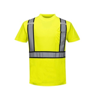 Camiseta <span class=keywords><strong>de</strong></span> Trabajo <span class=keywords><strong>de</strong></span> Alta Visibilidad Personalizable, Color Amarillo Fluorescente, para Hombre, <span class=keywords><strong>de</strong></span> Poliéster, Manga Corta, con Bolsillo - Product Image 1