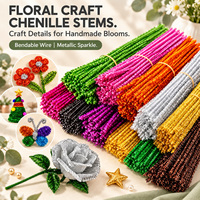 Tiges de chenille florales texturées scintillantes pour projets créatifs et décorations saisonnières – Fournitures en vrac pour loisirs créatifs