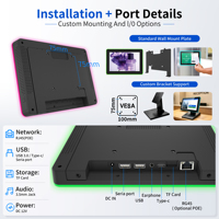 Tablette robuste pour réunions 8'' 10'' 15'' Android AVEC reconnaissance faciale humaine, NFC, charge PoE pour machine de pointage de présence au travail
