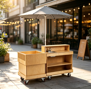 Chariots mobiles d'extérieur, chariot commercial combiné pour bois, café, snacks, idéal pour la promotion et le marché - Product Image 5