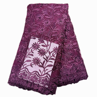Tissu en dentelle de tulle à cils vert émeraude nigérian fait main avec perles et strass, prix de gros, pour robes féminines