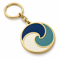 Porte-clés personnalisé en émail bleu-vert ondulé avec logo, personnalisable, pour entreprise, vente en gros, souvenir, fabricant en gros