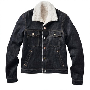 Chaqueta de Mezclilla Negra de Alta Calidad con Forro de Sherpa Blanco |   Chaqueta Trucker Otoño/Invierno |   Prenda Teñida en Secuencia Transpirable |   Personalizado - Product Image 1