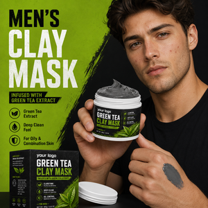 Mascarilla de Arcilla Clarificante, Elimina Puntos Negros, Equilibra la Grasa, Refina la Textura Áspera, Para Todo Tipo de Piel, Hombres, Mascarilla Refrescante de Arcilla de Té Verde - Product Image 3