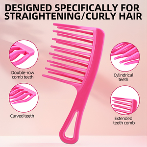 Pettine <span class=keywords><strong>a</strong></span> <span class=keywords><strong>Denti</strong></span> <span class=keywords><strong>Larghi</strong></span> Anti-Nodo, Antistatico, Resistente all'Acqua, per Uso Professionale e Domestico, Grande Dimensione / Per Capelli Secchi Lunghi/Corti - Product Image 2