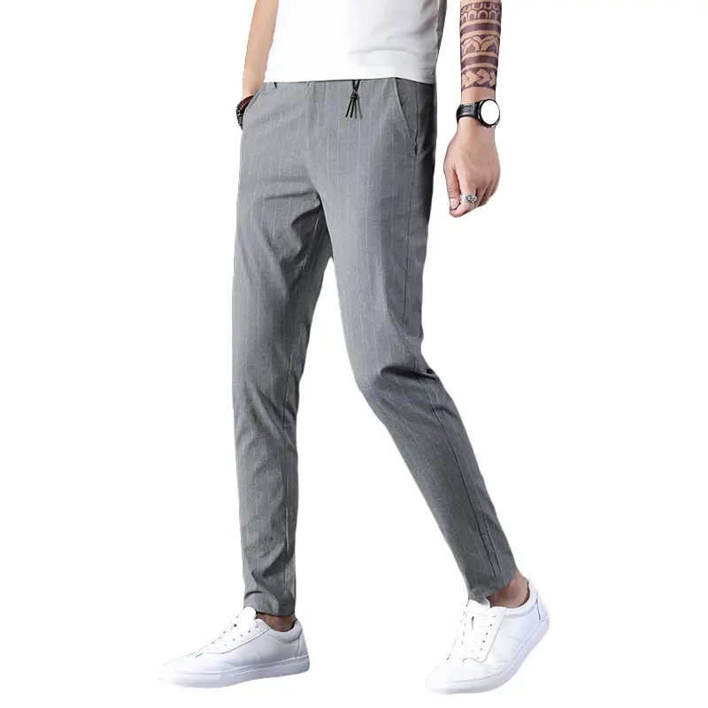 The new trend of men's casual trousers straight stripe trousers