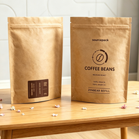 Pochette autoportante compostable en papier kraft biodégradable à 100 %, imprimée sur mesure, écologique, pour café