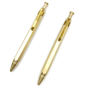 Bolígrafo de clic de latón y metal hexagonal para regalos escolares con logotipo personalizado con clip - Product Image 5