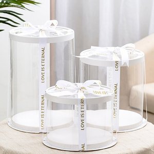 <span class=keywords><strong>Jaze</strong></span> Premium logotipo personalizado alto transparente redondo pastel caja embalaje flor regalo exposición caja de almacenamiento redondo alto pastel caja - Product Image 1