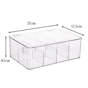 منظم تخزين أكياس الشاي القابل للتكديس مزود بغطاء، منظم مطبخ شفاف متعدد الوظائف مع 8 أقسام قابلة للإزالة - Product Image 2