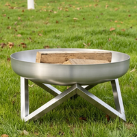 Brasero portable en acier inoxydable avec poignées et pieds, pour jardin extérieur, foyer à bois
