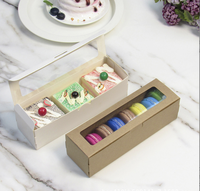 Boîte d'emballage pour biscuits au chocolat avec fenêtre, en papier kraft blanc, à ouverture automatique, pour une seule pièce, conteneur de boulangerie, boîte à macarons