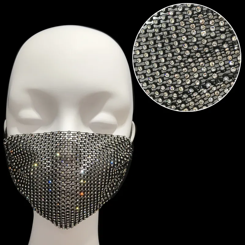 Lámina de ajuste de malla de diamantes de imitación de cristal, tela de diamante de imitación, malla de corte para cubierta facial