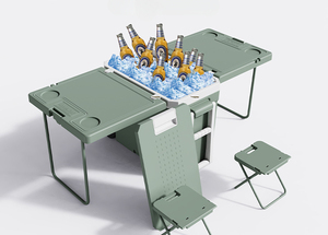 Custom Logo Metal Insulated <b>Cooler</b> with Heavy Duty Wheels Thermal Transfer Printing for Beach Camping & More Promotional Use - Product Image 2