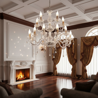 Lustre de plafond en cristal doré magnifique pour hôtel, lustres suspendus, lustre de luxe, lampe à suspension en cristal