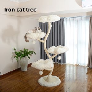 Di lusso a quattro fiori albero di gatto grande stile moderno con ampi condomini posatoi completamente avvolti graffiare montanti di Sisal palline penzolanti - Product Image 2