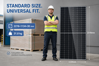 Panneau solaire bifacial haute efficacité 550W 580W 600W 630W, module PV double vitrage de type N, 23,2% de faible dégradation annuelle, 30 ans