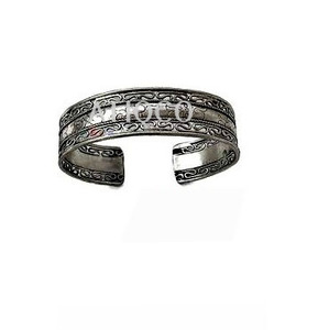 Indian Brass Metal & Mother of Pearl Antique <b>Silver</b> Plated Women's Trendy Fashion <b>Bangle</b> <b>Bracelet</b> - Product Image 4