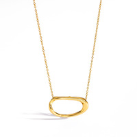 Collier en gros pour femmes, doré, avec pendentif ovale irrégulier évidé, en acier inoxydable, style minimaliste organique, bijoux de luxe léger