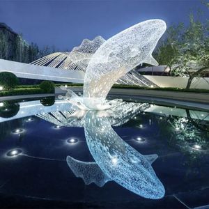 <span class=keywords><strong>ไฟ</strong></span>ประดับสวนตกแต่งบ้านรูปปั้นสัตว์ลวดโลหะแบบนามธรรมกลวงรูปปั้นปลาวาฬลวดสแตนเลสขนาดใหญ่สำหรับตกแต่งสวน - Product Image 2