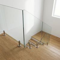 Barandilla de Vidrio Contemporánea para Balcón Exterior, Abrazadera de Vidrio de 45x50 mm, Acero Inoxidable, 200 mm, Valla para Piscina