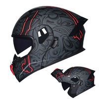 Nouveau casque de moto modulaire à visière rabattable, design graphique tendance, coque fine en ABS, léger, double visière, certifié DOT, pour motards de course