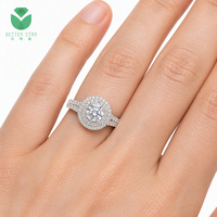 Bague de fiançailles personnalisée avec diamant de laboratoire taille brillant double halo, or 14K 18K, 1-3 carats VS, certifiée IGI pour femme