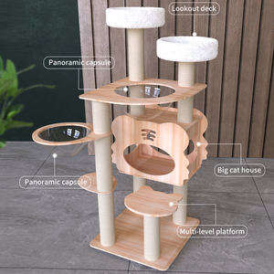 Conception de tête de tigre de panneau de densité, plate-forme de repos montée sur bol transparent, tour de chat stable de paradis de chat de structure à plusieurs niveaux - Product Image 3